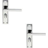 Loops 2x PAIR Straight Square Handle on Bathroom Backplate 180 x 40mm Polished Chrome