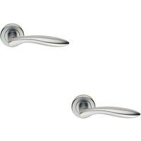 Loops 2x PAIR Smooth Ergonomic Handle on Round Rose Concealed Fix Satin Chrome