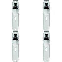 Loops 4x PAIR Line Detailed Door Knob on Lock Backplate 205 x 45mm Polished Chrome