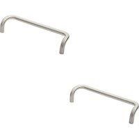 Loops 2x Cranked Door Pull Handle 19mm Dia 300mm Fixing Centres Satin Steel in Metallics