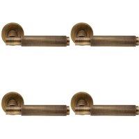 Loops 4x PAIR Knurled Grip Round Bar Handle on Round Rose Concealed Fix Antique Brass in Metallics