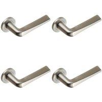 Loops 4x PAIR Chunky Flat Tapered Bar Handle on Round Rose Concealed Fix Satin Steel in Metallics