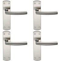 Loops 4x Curved Bar Lever Door Handle on Latch Backplate 172 x 44mm Satin Steel in Metallics