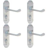 Loops 4x PAIR Victorian Upturned Handle on Bahtroom Backplate 170 x 42mm Satin Chrome