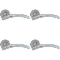 Loops 4x PAIR Oval Shape Arched Bar Handle on Round Rose Concealed Fix Satin Chrome