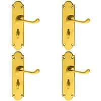 Loops 4x PAIR Victorian Scroll Handle on Bathroom Backplate 205 x 49mm Polished Brass in Metallics