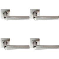 Loops 4x PAIR Square Cut Tapered Handle on Square Rose Concealed Fix Satin Steel in Metallics