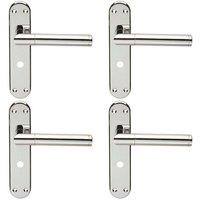 Loops 4x Round Bar Lever on Bathroom Backplate Door Handle 180 x 40mm Polished Chrome