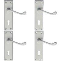 Loops 4x PAIR Victorian Scroll Handle on Lock Backplate 150 x 43mm Satin Chrome