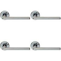 Loops 4x PAIR Slimline Straight Bar Lever on Round Rose Concealed Fix Polished Chrome