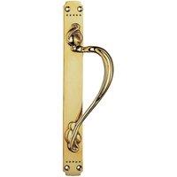 Loops Right Handeda Door Pull Handle With Dot Pattern 384 x 42.5mm Polished Brass in Metallics