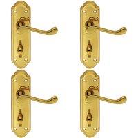 Loops 4x PAIR Victorian Upturned Lever on Bathroom Backplate 168 x 47mm Polished Brass in Metallics