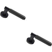 Loops 2x PAIR Knurled Grip Round Bar Handle on Round Rose Concealed Fix Matt Black
