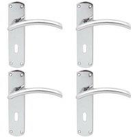 Loops 4x Arched Lever on Lock Backplate Door Handle 170 x 42mm Polished Chrome