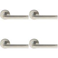 Loops 4x PAIR Straight Mitred Bar Handle on Round Rose Concealed Fix Polished Steel in Metallics
