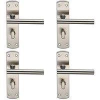 Loops 4x Mitred T Bar Lever on Bathroom Backplate Handle Thumbturn Lock Satin Steel in Metallics