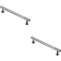 Loops 2x Knurled Bar Door Pull Handle 190 x 13mm 160mm Fixing Centres Chrome