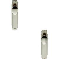 Loops 2x PAIR Line Detailed Door Knob on Latch Backplate 205 x 45mm Satin Nickel in Metallics