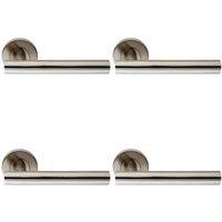 Loops 4x PAIR Straight Round T Bar Handle on Round Rose Concealed Fix Satin Steel in Metallics