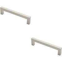 Loops 2x Square Mitred Door Pull Handle 244 x 19mm 225mm Fixing Centres Satin Steel in Metallics