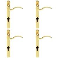 Loops 4x Scroll Lever Door Handle on Lock Backplate Polished Brass 208mm X 25mm in Metallics
