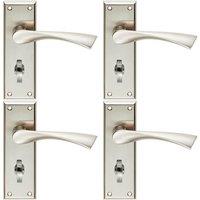 Loops 4x PAIR Angular Lever on Bathroom Backplate Door Handle 150 x 50mm Satin Nickel in Metallics