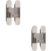 Loops 2x 160 x 32mm Concealed Heavy Duty Hinge Fits Unrebated Doors Polished Nickel in Metallics