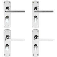 Loops 4x Rounded Straight Bar Handle on Bathroom Backplate 170 x 42mm Polished Chrome