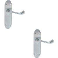 Loops 2x PAIR Victorian Upturned Handle on Latch Backplate 170 x 42mm Satin Chrome