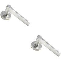 Loops 2x PAIR Straight Rounded Handle on Round Rose Concealed Fix Satin Nickel in Metallics