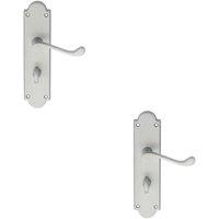 Loops 2x PAIR Victorian Scroll Handle on Bathroom Backplate 205 x 49mm Satin Chrome