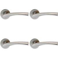 Loops 4x PAIR Twisted Angular Design Handle on Round Rose Concealed Fix Satin Steel in Metallics