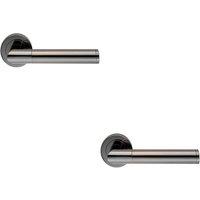 Loops 2x PAIR Sectional Round Bar Handle on Round Rose Concealed Fix Black Nickel in Metallics