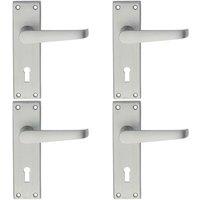 Loops 4x PAIR Straight Victorian Handle on Lock Backplate 150 x 43mm Satin Chrome