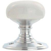 Loops Half Porcelain Mushroom Door Knob - White Porcelain & Satin Chrome