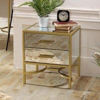 Melody Maison Gold Mirrored Bedside / Occasional Table - Venus Range in Metallic Gold
