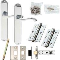 Loops Door Handle & Latch Pack Chrome Victorian Scroll on Tall Backplate 241 x 40mm