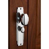 Loops PAIR Line Detailed Door Knob on Bathroom Backplate 205 x 45mm Polished Chrome