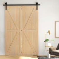 HOMCOM Bi-Folding Sliding Barn Door Hardware Kit Sliding Door Kit in Black
