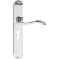 Loops PAIR Curved Lever on Long Slim Euro Lock Backplate 241 x 40mm Polished Chrome