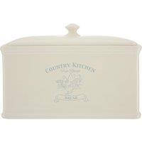 Orsina Bread Crock, Ceramic Farmhouse Crock Pot For Bread Storage, Country Style Baking Crock With Hen Design in Cream