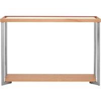 Orsina Console Table With Open Shelf, Black & Gold Finish Accent Table With Sturdy Metal Legs, Luxe Hallway Table in Beige