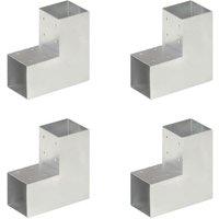 Berkfield Home Post Connectors 4 pcs L Shape Galvanised Metal 91x91 mm in Silver