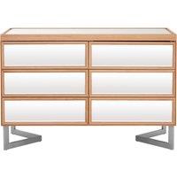 Orsina 6 Drawer Chest With Pine Frame, Mirrored Finish Storage Unit For Bedroom, Contemporary 6 Compartment Chest in Silver