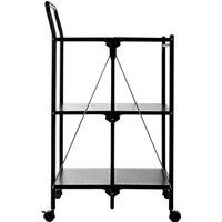 Orsina Compact Design Black Rectangular Folding Kitchen Trolley, Sturdy Kitchen Trolley For Entertaining Guests