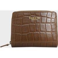 Assots London 'JOLLY' Croc Real Leather Designer Zip-Top Wallet Purse in Tan