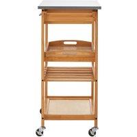 Orsina Compact Design Bamboo One Drawer Kitchen Trolley, Sturdy Kitchen Trolley For Guests, Multi Tier Trolley in Natural