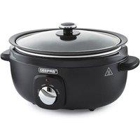 Geepas 6.5L Slow Cooker Tempered Glass Lid & Removable Non-Stick Bowl Chalkboard Design in Black