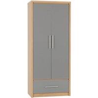 Seconique Seville 2 Door 1 Drawer Wardrobe in Grey