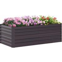 OUTSUNNY Galvanised Steel Outdoor Raised Bed w/ Reinforced Rods in Dark Grey